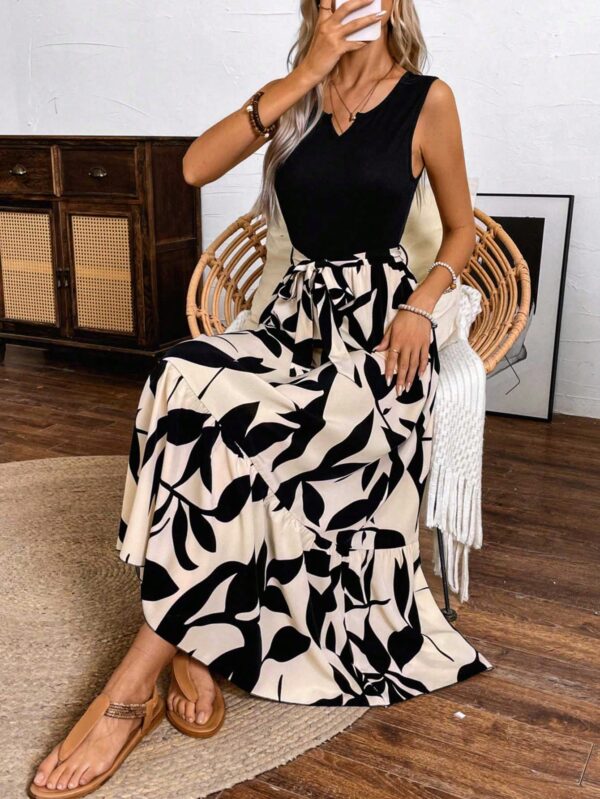Vestido Estampado de Verano con Cinturón y Detalle de Volantes - Image 11