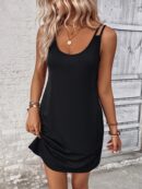 Vestido Casual Sin Mangas y Cuello Scoop en Color Sólido