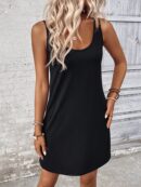 Vestido Casual Sin Mangas y Cuello Scoop en Color Sólido