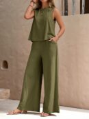 Conjunto Casual Top de Tirantes y Pantalón de Pierna Ancha