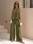 Conjunto Casual Top de Tirantes y Pantalón de Pierna Ancha