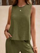 Conjunto Casual Top de Tirantes y Pantalón de Pierna Ancha