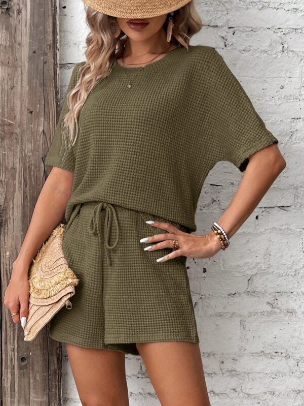 Set de Top Casual y Shorts con Cintura Ajustable en Tejido Texturizado - Image 14