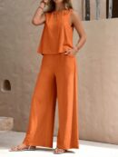 Conjunto Casual Top de Tirantes y Pantalón de Pierna Ancha