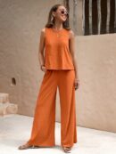 Conjunto Casual Top de Tirantes y Pantalón de Pierna Ancha