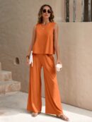 Conjunto Casual Top de Tirantes y Pantalón de Pierna Ancha