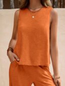 Conjunto Casual Top de Tirantes y Pantalón de Pierna Ancha