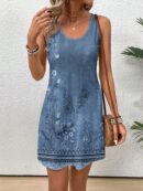 Vestido Bodycon sin Mangas con Estampado de Moda