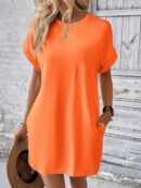 Vestido Casual Manga Murciélago con Bolsillo Oculto