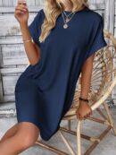 Vestido Casual Manga Murciélago con Bolsillo Oculto