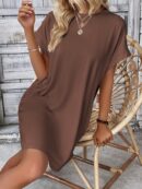 Vestido Casual Manga Murciélago con Bolsillo Oculto