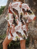 Vestido Boho con Escote en V, Mangas Murciélago y Cinturón