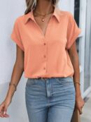 Camisa Casual de Manga Murciélago con Botones Frontales