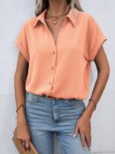 Camisa Casual de Manga Murciélago con Botones Frontales