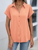 Camisa Casual de Manga Murciélago con Botones Frontales