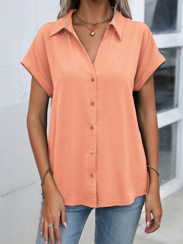Camisa Casual de Manga Murciélago con Botones Frontales - Image 88