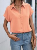 Camisa Casual de Manga Murciélago con Botones Frontales