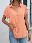 Camisa Casual de Manga Murciélago con Botones Frontales