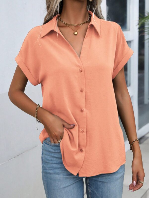 Camisa Casual de Manga Murciélago con Botones Frontales - Image 90