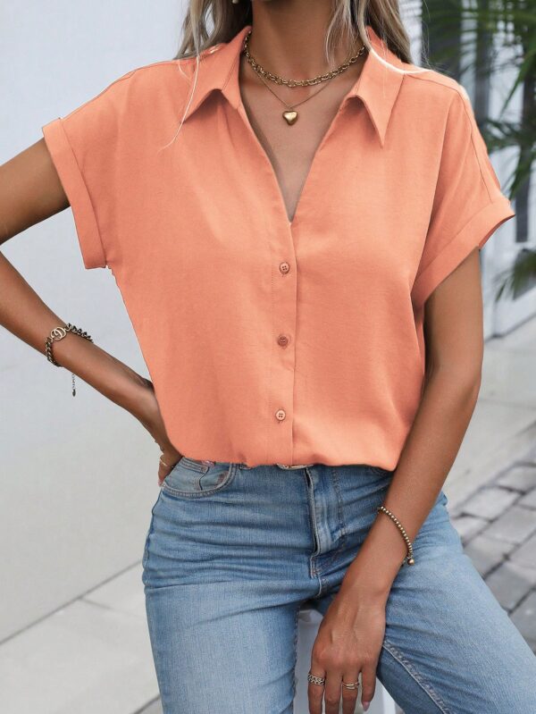 Camisa Casual de Manga Murciélago con Botones Frontales - Image 91