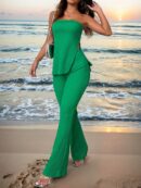 Conjunto Bandeau y Falda Maxi con Abertura Lateral