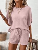 Conjunto de Verano Casual con Top Manga Murciélago y Shorts