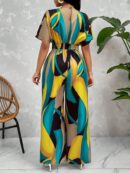 Mono Estampado Floral con Mangas Murciélago y Cinturón