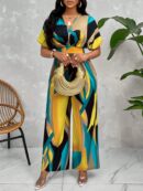 Mono Estampado Floral con Mangas Murciélago y Cinturón