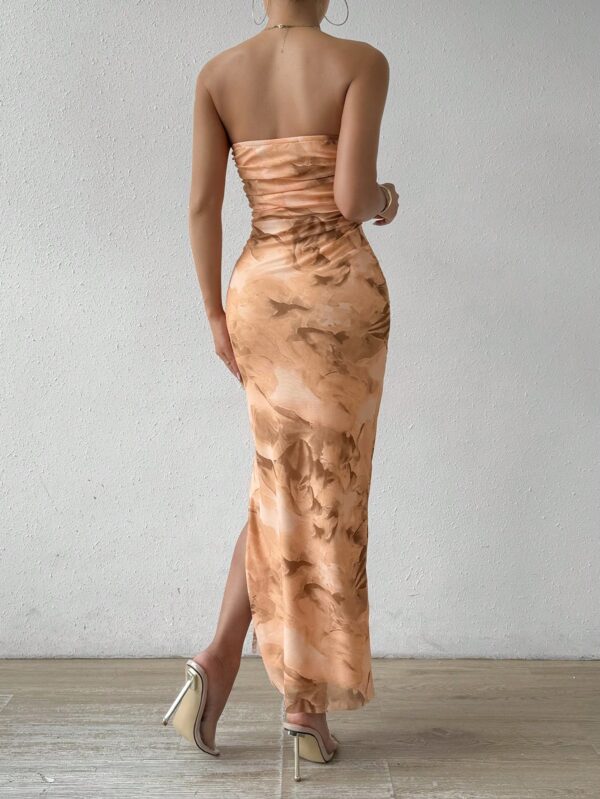 Vestido Strapless Tie Dye con Abertura Lateral y Ruched - Image 117