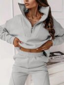 Conjunto Deportivo Unicolor Oversize con Sudadera y Pantalón