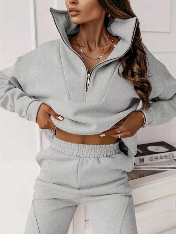 Conjunto Deportivo Unicolor Oversize con Sudadera y Pantalón - Image 4