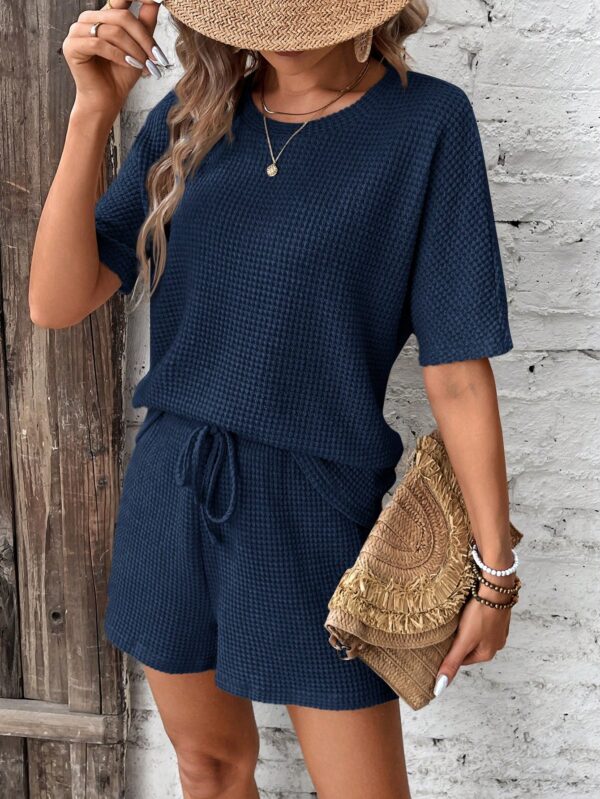 Set de Top Casual y Shorts con Cintura Ajustable en Tejido Texturizado - Image 16