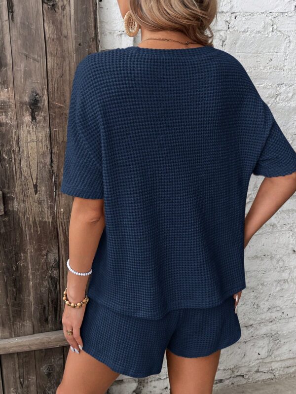 Set de Top Casual y Shorts con Cintura Ajustable en Tejido Texturizado - Image 17
