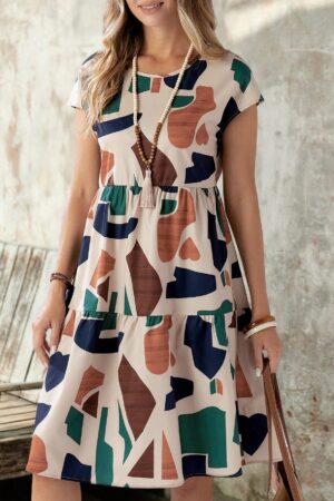 Vestido Casual Estampado Geométrico de Verano