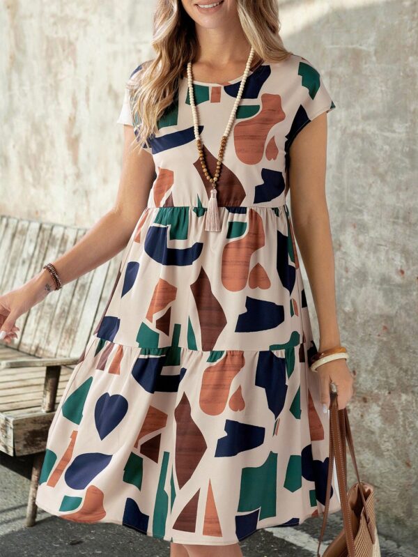 Vestido Casual Estampado Geométrico de Verano - Image 3