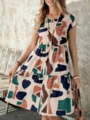 Vestido Casual Estampado Geométrico de Verano