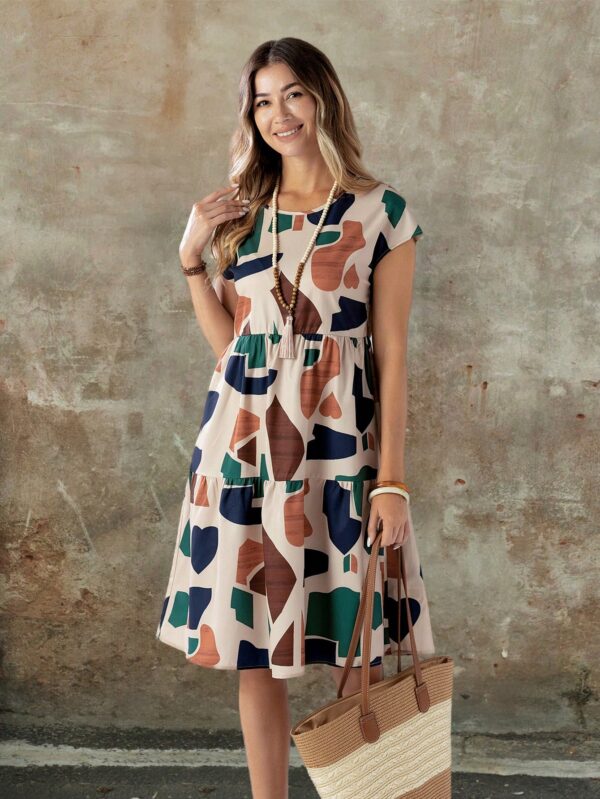 Vestido Casual Estampado Geométrico de Verano - Image 6