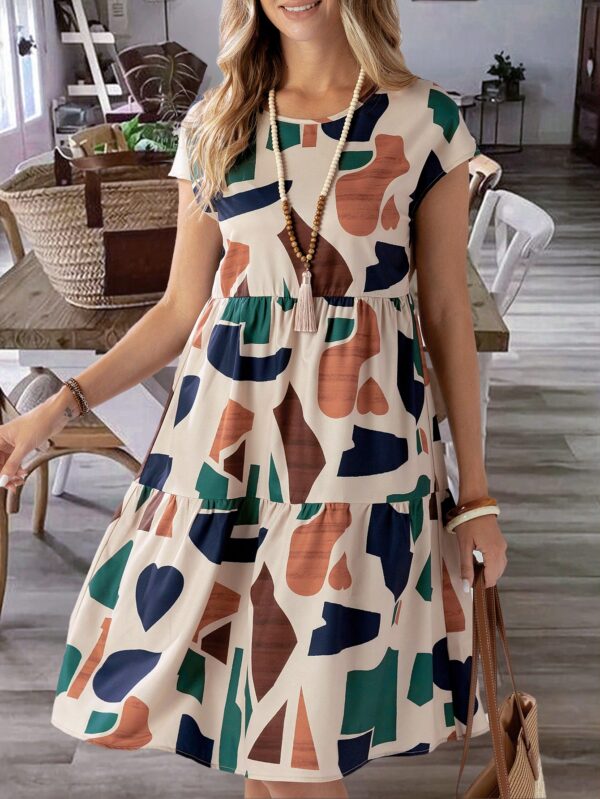 Vestido Casual Estampado Geométrico de Verano - Image 7