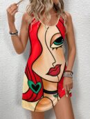 Vestido Bodycon sin Mangas con Estampado de Moda