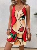 Vestido Bodycon sin Mangas con Estampado de Moda