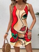Vestido Bodycon sin Mangas con Estampado de Moda
