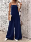 Mono Casual de Pierna Ancha con Tirantes Finos y Espalda Descubierta
