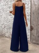 Mono Casual de Pierna Ancha con Tirantes Finos y Espalda Descubierta