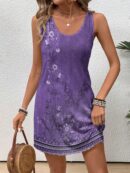 Vestido Bodycon sin Mangas con Estampado de Moda