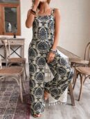 Conjunto Vacacional Boho para Mujer: Top Camisola Crop + Pantalones Largos Estampados