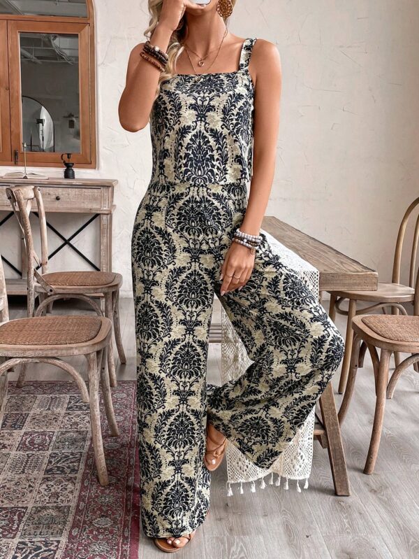 Conjunto Vacacional Boho para Mujer: Top Camisola Crop + Pantalones Largos Estampados - Image 9