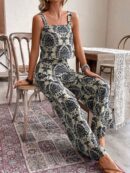 Conjunto Vacacional Boho para Mujer: Top Camisola Crop + Pantalones Largos Estampados