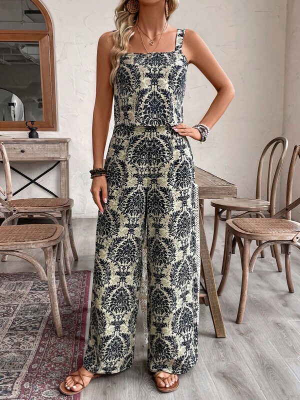 Conjunto Vacacional Boho para Mujer: Top Camisola Crop + Pantalones Largos Estampados - Image 12