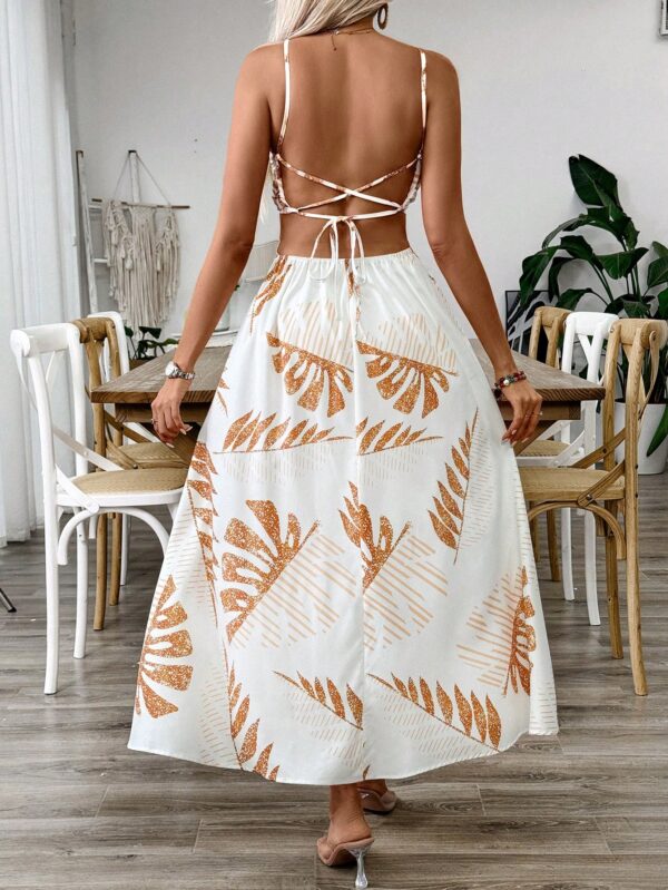 Vestido Largo Playero con Estampado Tropical y Espalda Descubierta - Image 12