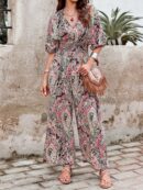 Mono Bohemio de Cintura Alta y Estampado Aleatorio